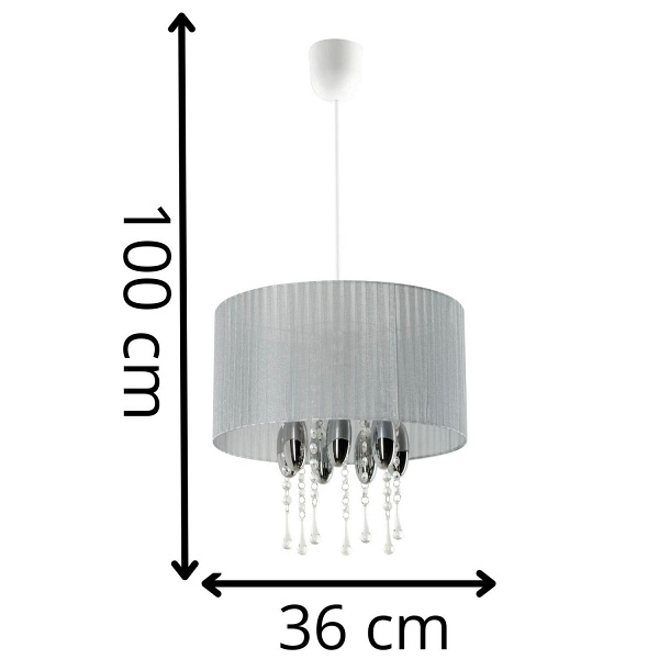 Lampa wisząca Camilla popiel Lampex