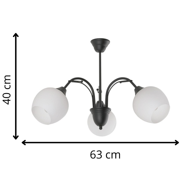 Żyrandol Ricardo 3 czarny Lampex