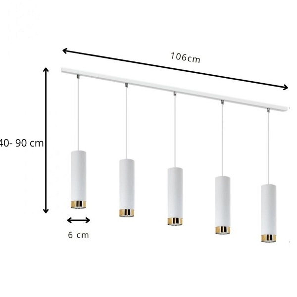 Lampa wisząca Glori 5L biała Lampex
