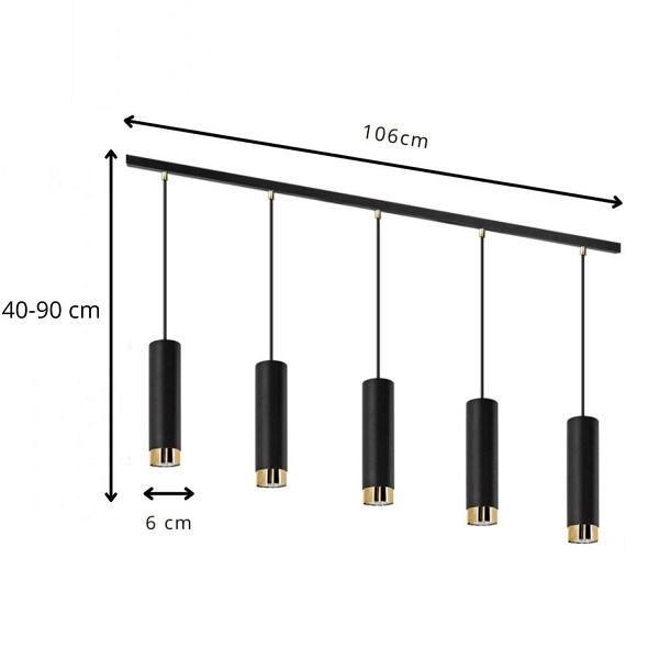 Lampa wisząca Glori 5L czarna Lampex