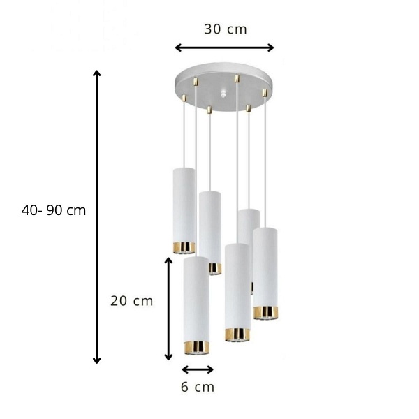Lampa wisząca Glori 6P biała Lampex