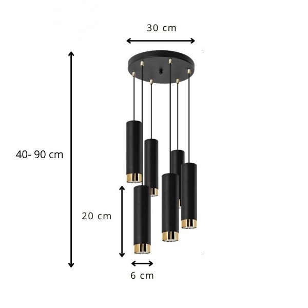 Lampa wisząca Glori 6P czarna Lampex