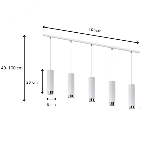 Lampa wisząca Hava 5L biała Lampex