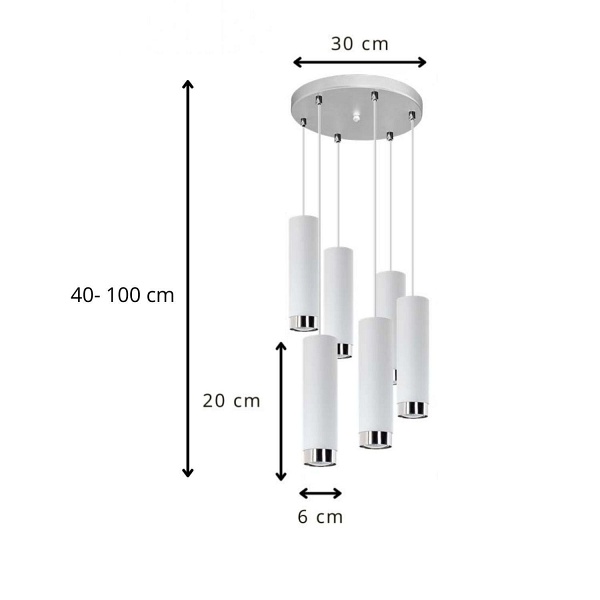 Lampa wisząca Hava 6P biała Lampex