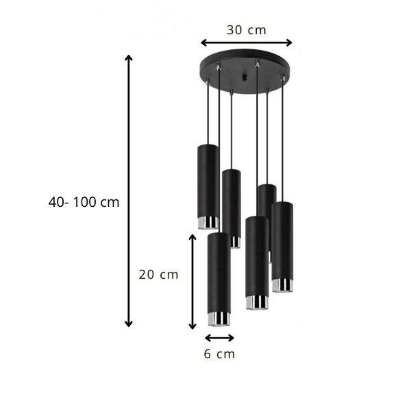 Lampa wisząca Hava 6P czarna Lampex