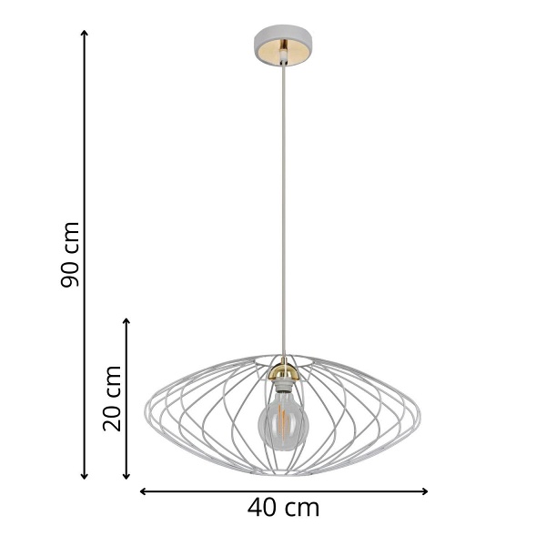 Lampa wisząca Elipsa 1A biała Lampex