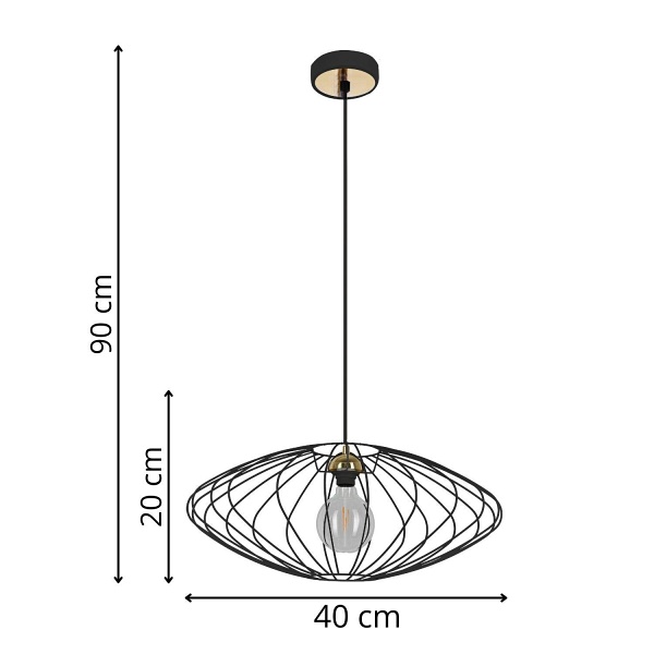 Lampa wisząca Elipsa 1A czarna Lampex