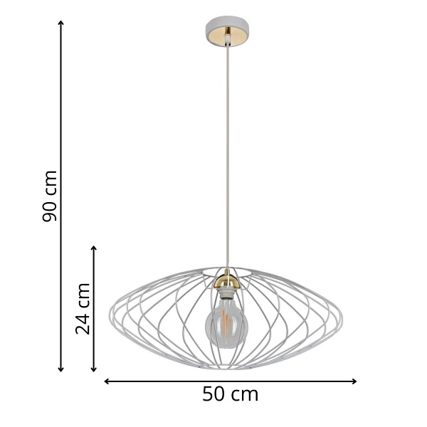Lampa wisząca Elipsa 1B biała Lampex