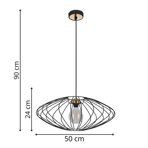 Lampa wisząca Elipsa 1B czarna Lampex