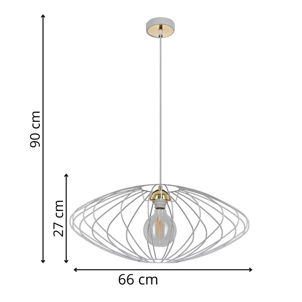 Lampa wisząca Elipsa 1C biała Lampex