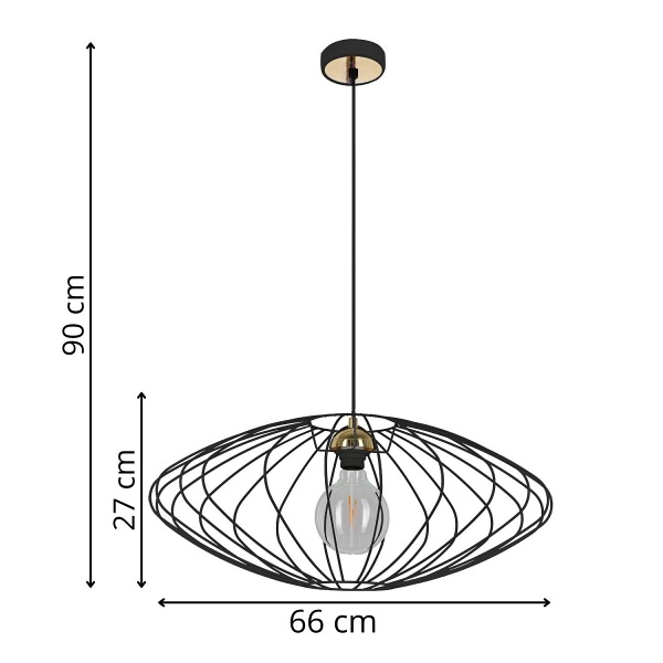 Lampa wisząca Elipsa 1C czarna Lampex