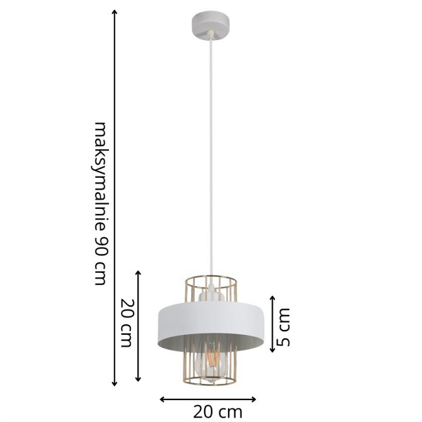 Lampa wisząca Estella 1A biała Lampex