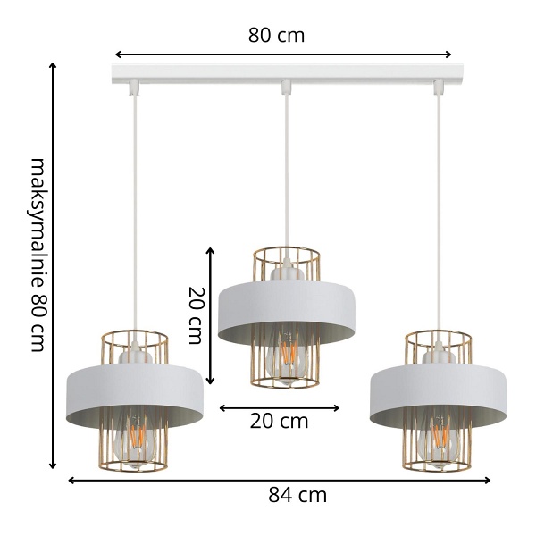 Lampa wisząca Estella 3L biała Lampex