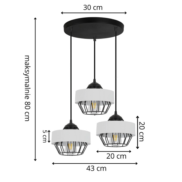 Lampa wisząca Kos 3P Lampex