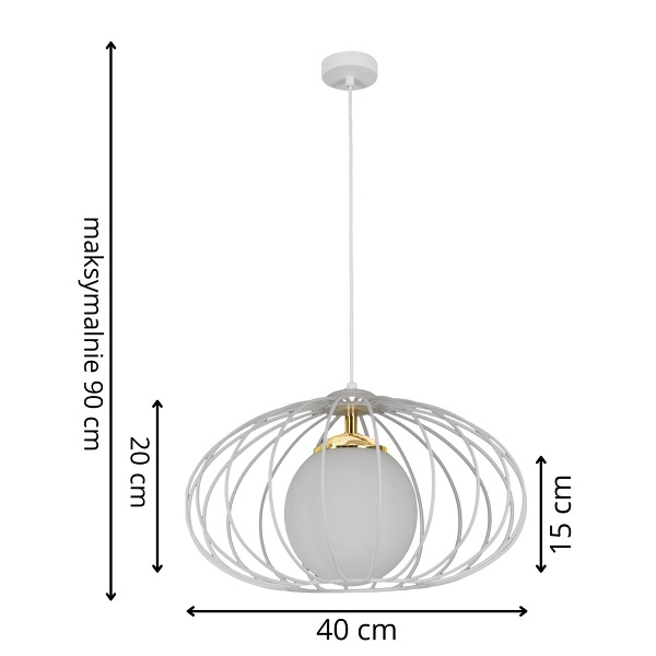 Lampa wisząca Lizbona 1 biała Lampex