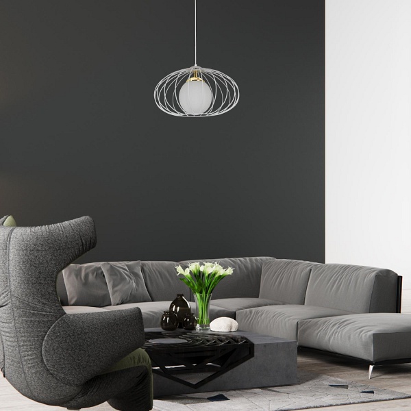 Lampa wisząca Lizbona 1 biała Lampex