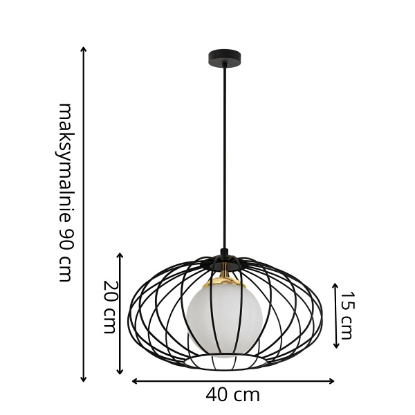 Lampa wisząca Lizbona 1 czarna Lampex
