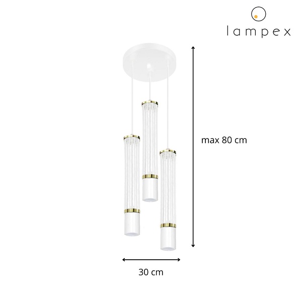 Lampa wisząca Rubio 3P biała Lampex