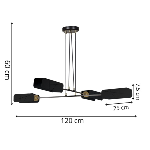 Lampa sufitowa Hebano 4 czarna Lampex