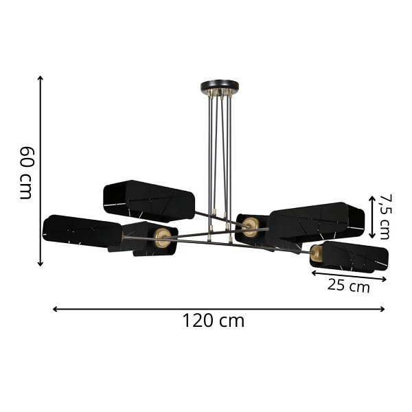 Lampa sufitowa Hebano 6 czarna Lampex