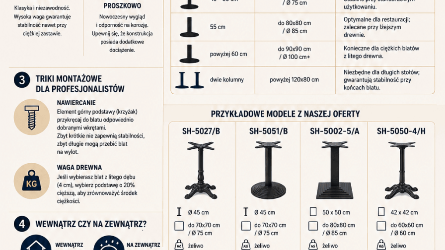 Jak dobrać podstawę do stolika? Poradnik dla restauracji, kawiarni i hoteli