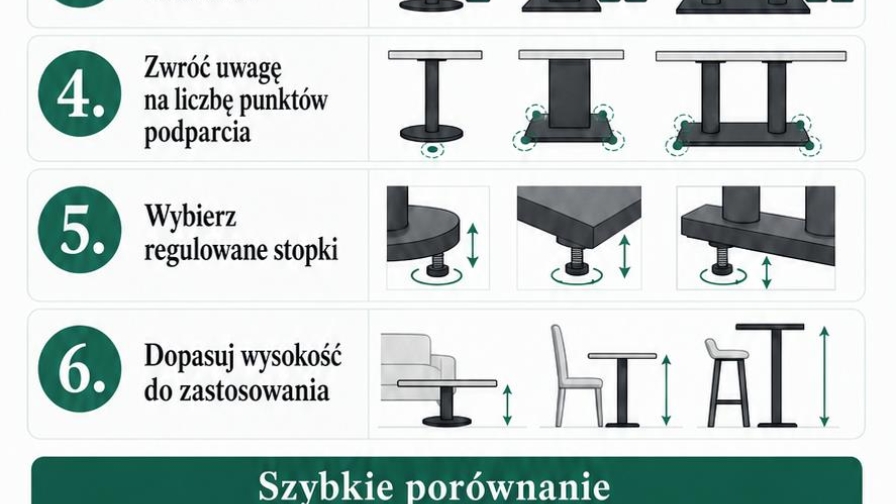 Najbardziej stabilne podstawy stołowe - jak wybrać pewne podparcie blatu?