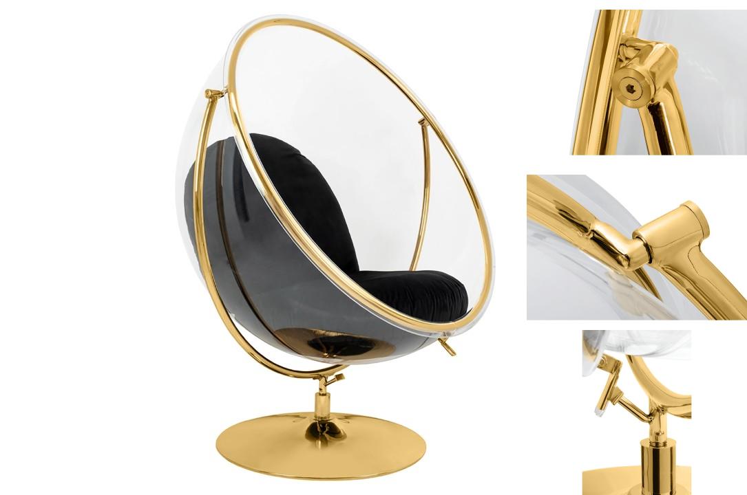 Fotel BUBBLE STAND 2 GOLD VELVET - wyjątkowy design i komfort w jednym