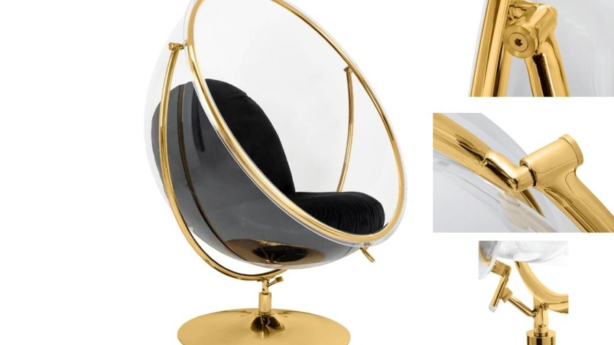 Fotel BUBBLE STAND 2 GOLD VELVET - wyjątkowy design i komfort w jednym
