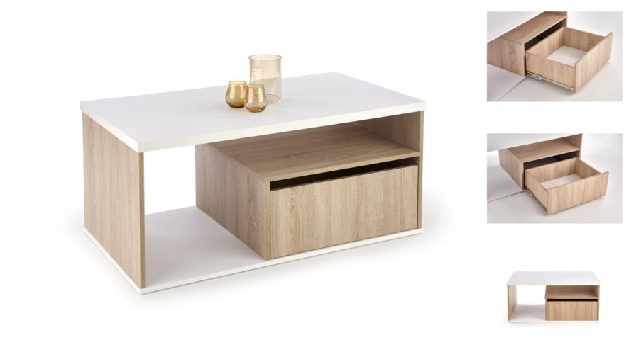 Klasyczny design i funkcjonalność - Ława PANTERA w kolorze dąb sonoma/biały od Halmar