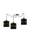 Assam P Lampa Wisząca Czarny+Złoty 3X60W E27 Abażur Czarny+Złoty Pasek Candellux