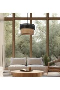 Fornero Lampa Wisząca Chromowy 1X60W E27 Abażur Czarny+Drewniany Candellux