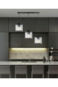 Glassia Lampa Wisząca Czarny 3X40 E27 Klosz Czarny+Kryształy Bezbarwne Candellux