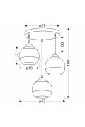 Contessa Lampa Wisząca Talerz Czarny 3X40 E27 Klosz Złoty Candellux