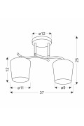 Esnyr Lampa Sufitowa Chromowy+Czarny 2X40 E27 Klosz Biały Candellux