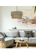 Livorno Lampa Wisząca Czarny 1X60W E27 Abażur Miętowy+Szaro Beżowy Candellux