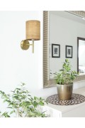 Yan Lampa Kinkiet Patynowy 1X40W E14 Abażur Orzechowy Candellux