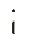 Claro Lampa Wisząca Czarny 1X15W Gu10 Klosz Czarny+Drewniany Candellux