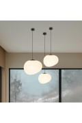 Stones Lampa Wisząca Czarny 25Cm 1X40W E27 Klosz Biały Candellux