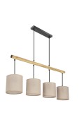 Combi Lampa Wisząca Czarny 4X60W E27 Abażur Beżowy Candellux
