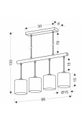 Combi Lampa Wisząca Czarny 4X60W E27 Abażur Beżowy Candellux