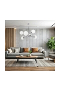 Lampa wisząca Belweder chromowana biała żyrandol styl 6x40w - Candellux