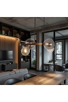 Lampa wisząca Kama czarna złota grafitowe bursztynowe styl 4x28w - Candellux