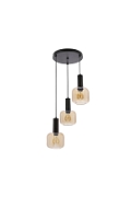 Lampa wisząca Linox 3x40 czarna bursztynowa - Candellux