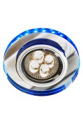 Ss-23 Ch/Tr+Bl Gu10 50W+Led Smd 230V Niebieski 2 1W Chrom Oczko Sufitowe Lampa Sufitowa Stała Okrągła Szkło Transparentne Candellux