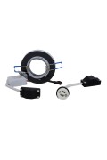 Ss-23 Ch/Tr+Bl Gu10 50W+Led Smd 230V Niebieski 2 1W Chrom Oczko Sufitowe Lampa Sufitowa Stała Okrągła Szkło Transparentne Candellux
