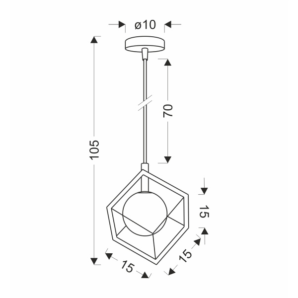 Lampa Wisząca Weert 1 Czarny Złoty 115X15X15 Candellux