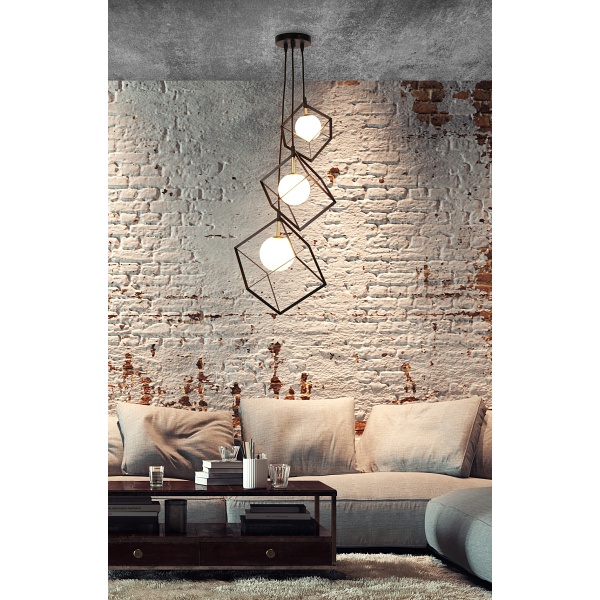 Lampa Wiszaca Weert 3 Czarny Złoty 120X20X28 Candellux