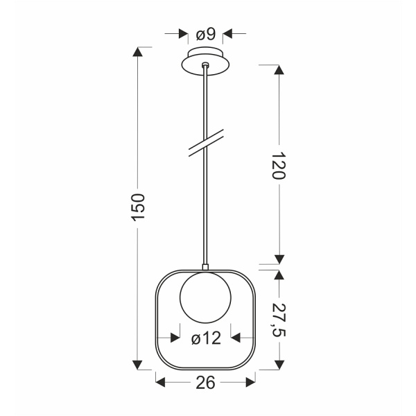 Lampa Wisząca Tula 1 Złoty 140X12X26 Candellux