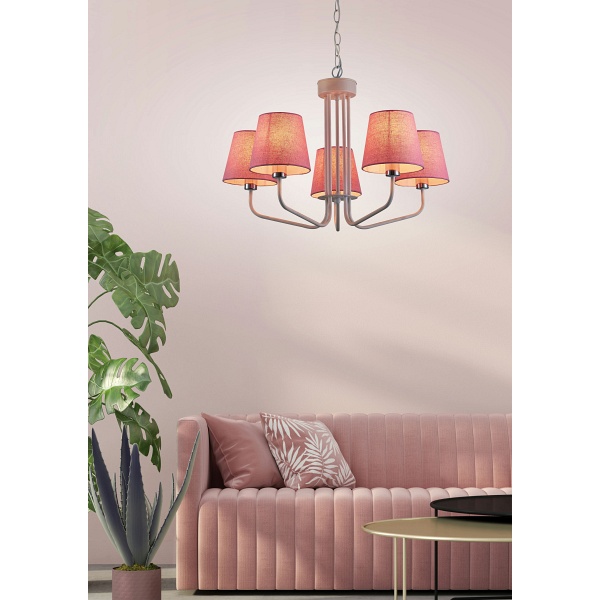 Lampa Wisząca York 5 Biały Różowy Candellux