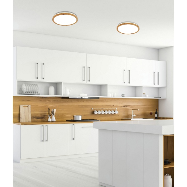 Plafon Kato 300 Mm 1 Biały Jasne Drewno Candellux